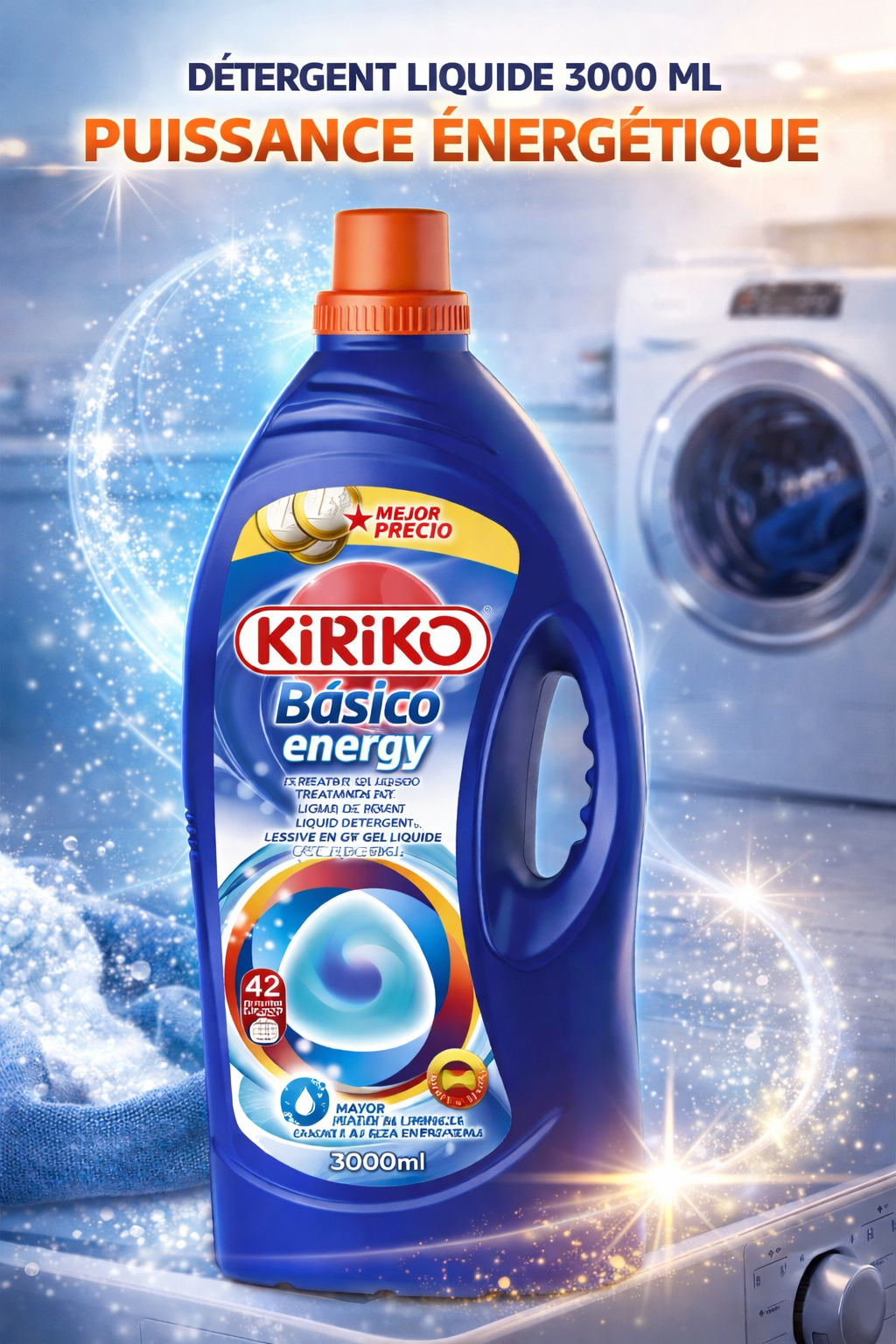 Lessive Liquide Energy 3L (3000 ml) – 42 Lavages – Détergent Puissant Économique