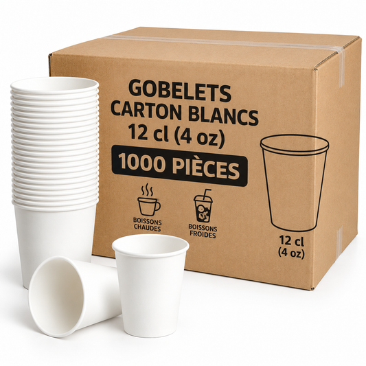 Gobelets Carton Blancs 12 cl (4 oz) – 1000 Pièces
