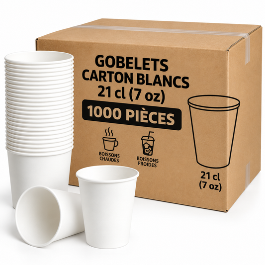 Gobelets Carton Blancs 21 cl (7 oz) – 1000 Pièces