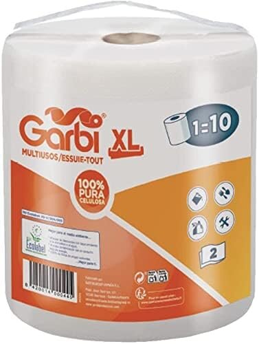 Pack de 6 rouleaux Essuie - Tout Garbi Jumbo 450 feuilles Très Résistant – Contact Alimentaire – Parfait pour la Cuisine et la Maison - Obmdestock