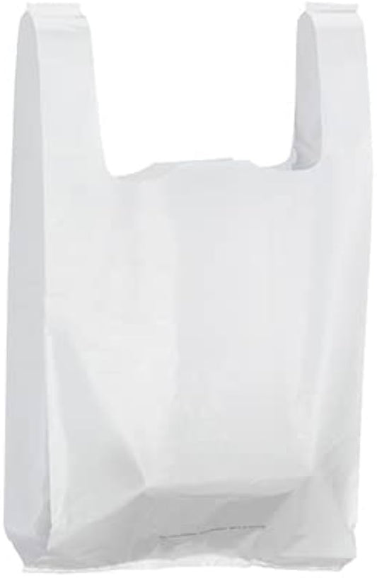 Sacs plastiques blancs bretelles 32x18x62cm 50 microns - 250 pièces - Obmdestock